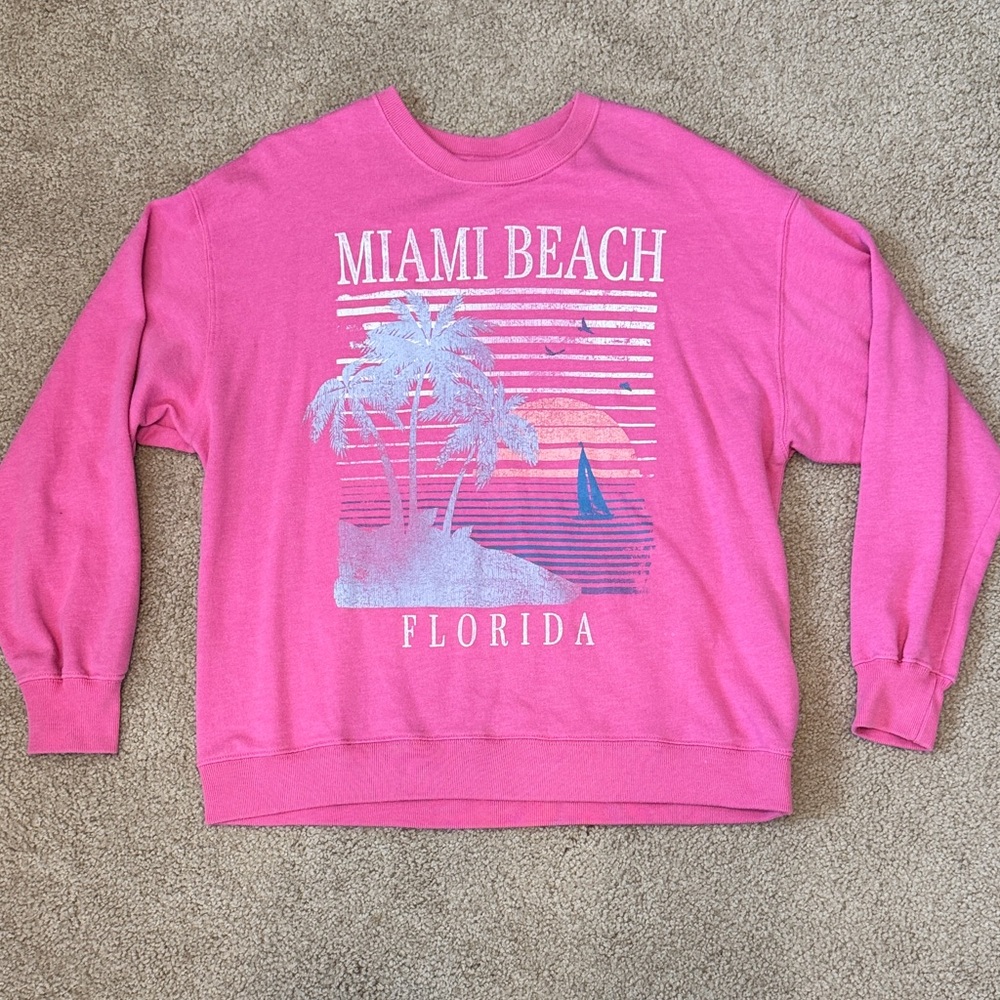 Hollister Pink Miami Beach Graphic Sweatshirt